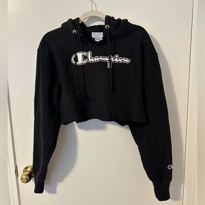 Champion Black Cropped Hoodie